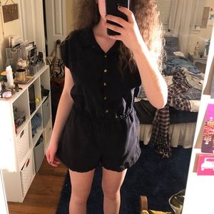 SUEDE BLACK ROMPER